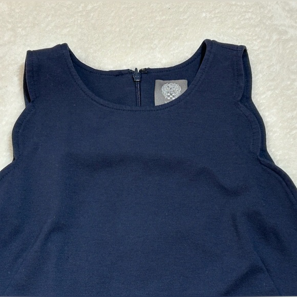 Vince Camuto Midnight Blue Scalloped Sleeveless Zippered Dress Size 4 - Picture 13 of 13